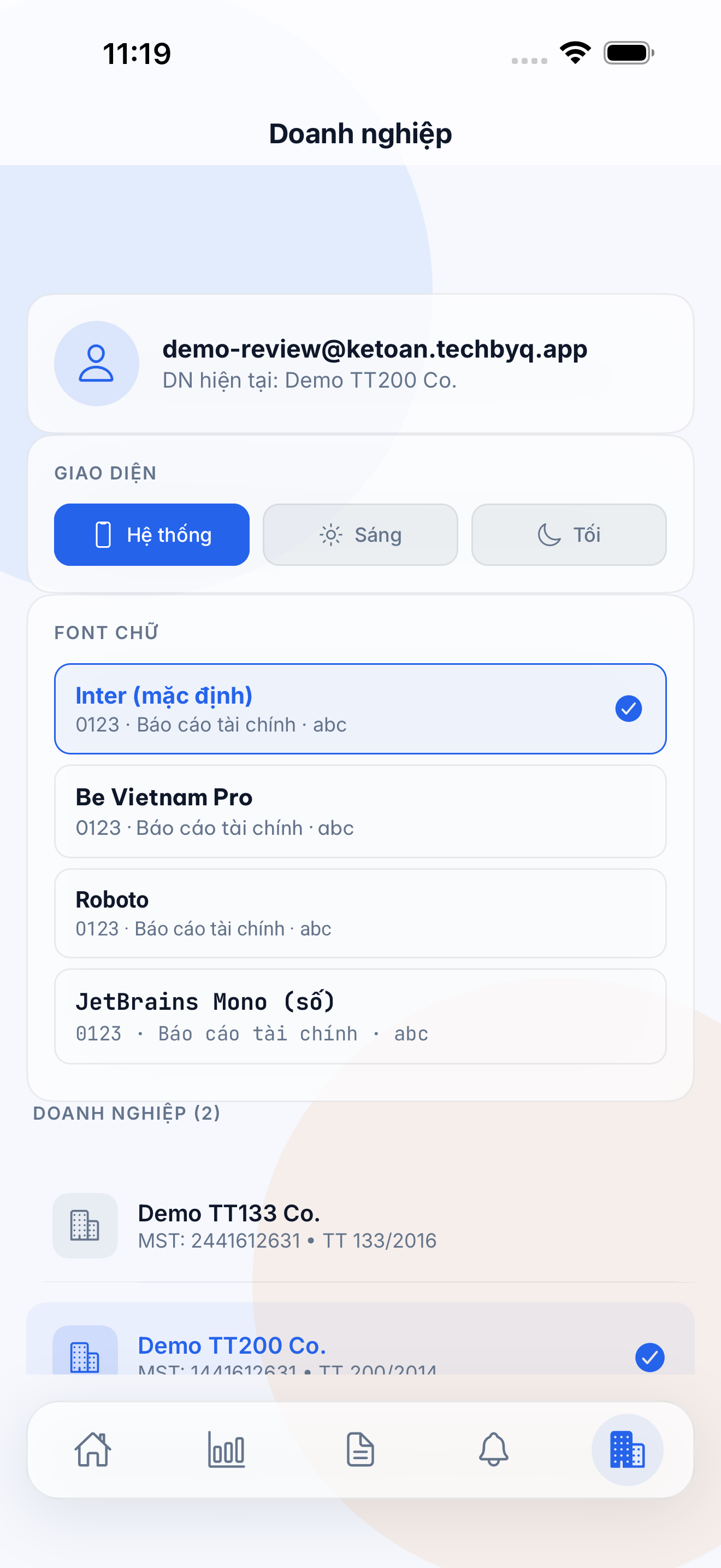 Màn hình Cài đặt